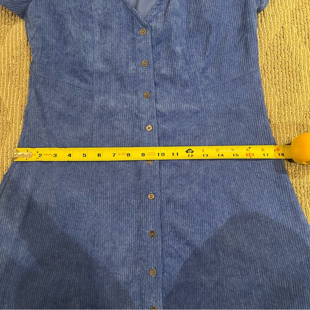 Day+Moon Sweetheart Blue Corduroy Button up Mini  Dress Size Medium - Picture 13 of 15
